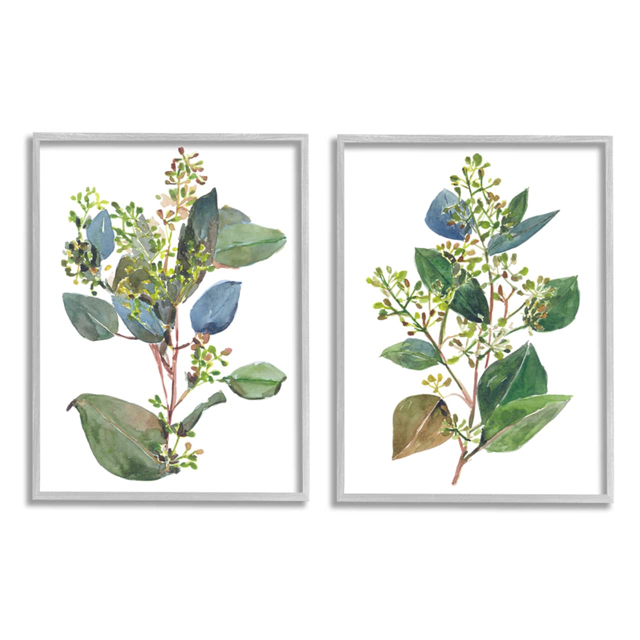 Stupell Industries Soft Eucalyptus Plant Blue Green Ombre Leaves Framed Wall Art